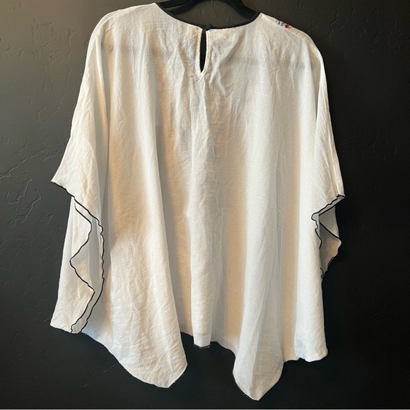 Bisou Bisou Boho over fit top tunic blouse Size: S Color: white/ black - Picture 11 of 12